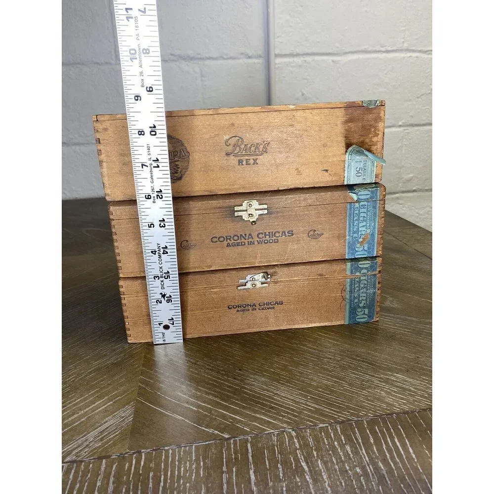 Vintage 1930 Wood Cigar Box X3 Nutura Cedarap Corona Chicas Backs Rex JB Back Co